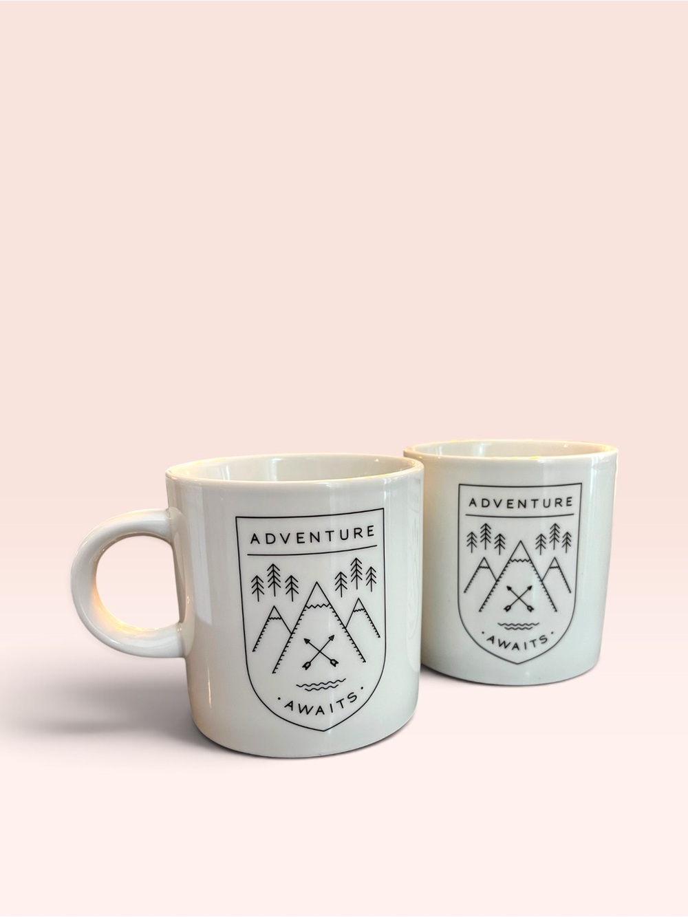 Adventure Awaits White Ceramic Mug Set - 2-Pack
